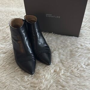 Black Leather Booties with 2 1/2 inch heels